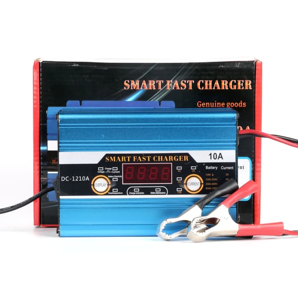 Bil Motorsykkel Smart Blybatterilader Med Display Blue EU Plug