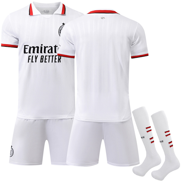 2425 AC Milan Vit Vit Fotbollströja Med Strumpor 20(110-120cm)