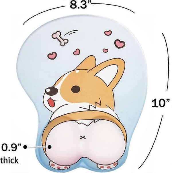 Sød Musemåtte med Håndledsstøtte Kawaii Musemåtte Anime Musemåtte Corgi, Ergonomisk Musemåtte med Håndledsstøtte, Komfortabel Computermusemåtte