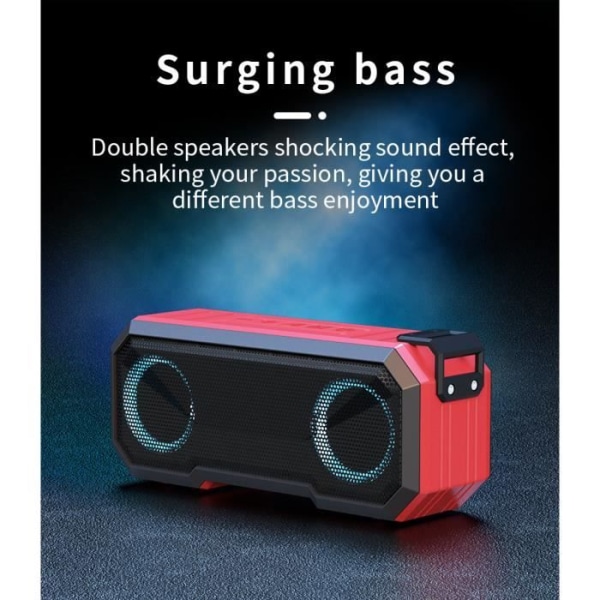 Ysilla Kannettava LED Bluetooth-kaiutin, Kaksoissubwoofer Langaton Bluetooth 5.0 Audio-kaiutin - Punainen