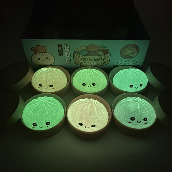 Glow Colour Expression Bun klemmeleke med dampkurv, sakte stigende sensorisk leke Glow Bun
