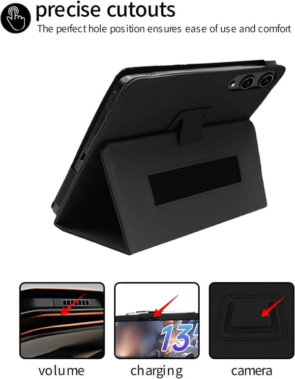 Kompatibel med TECLAST T65 13,4\" PU-etui, foldbart stativ med blyantholder og rem, ridsefast