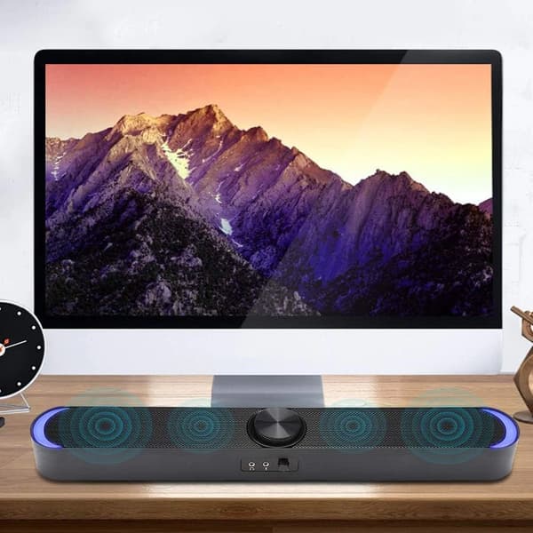 Mini Sort Computerhøjttaler Subwoofer med Dyb Bas, 3,5 mm Jack, Kompakt Desktop Audio til PC Bærbar