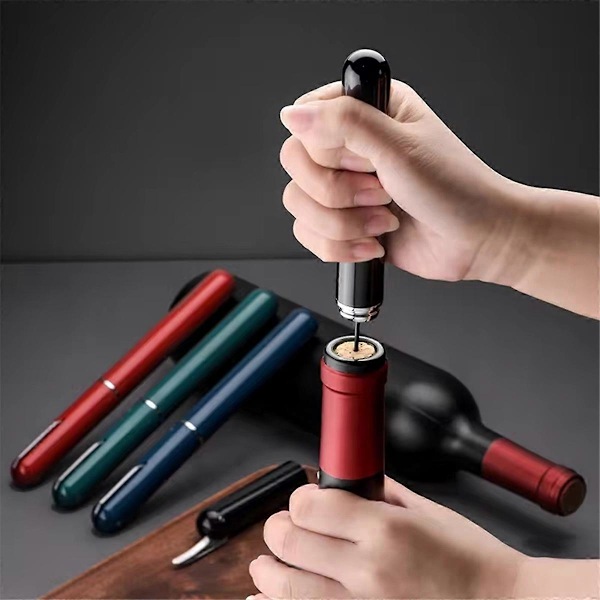Luftpumpe Vinflaskeåbner Pen Bærbar Plast Korkfjerner Sikkerheds Vin Pneumatisk Flaskeåbner Nål Rød+Sort RedBlack