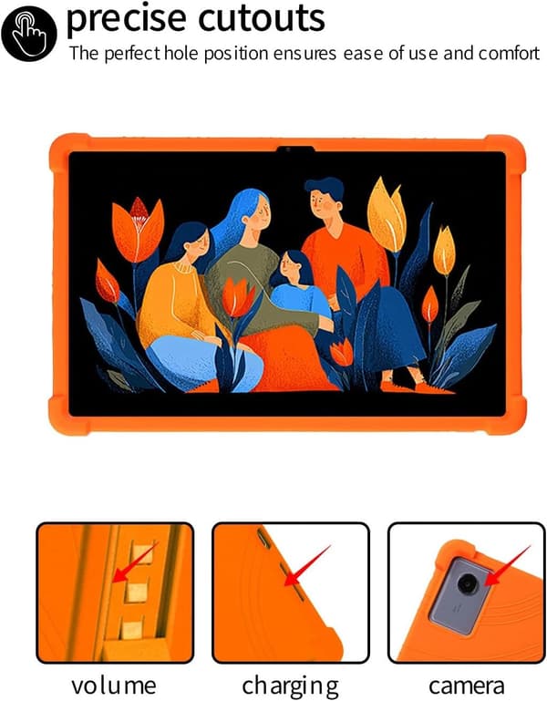 Kompatibel med Lenovo Idea Tab Plus 12.1\" Silikonfodral med stativ, Stötsäkert för barn, Orange