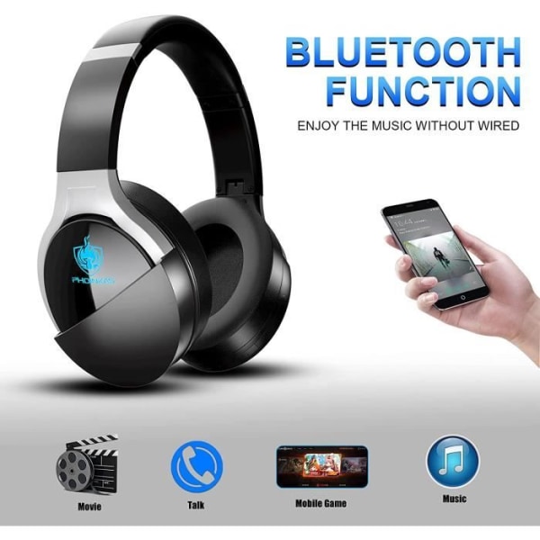 PS4-headset med kabel, trådbundet spelheadset med hopfällbar brusreducerande mikrofon, trådlöst Bluetooth headset med LED - blå
