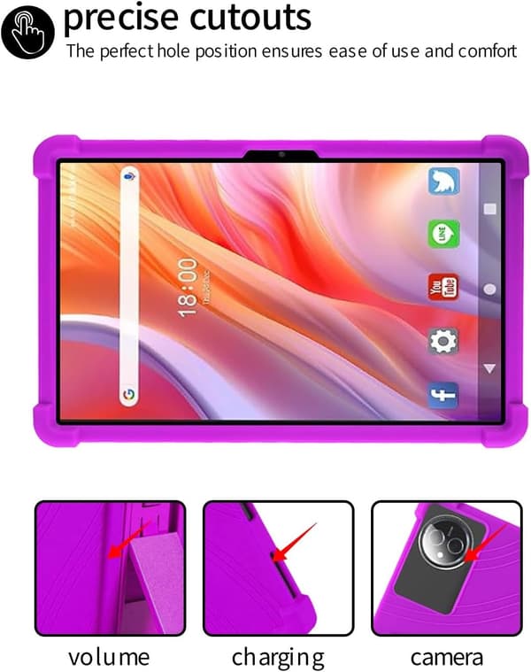 Blødt silikonecover til FEONAL 2025 11 tommer tablet, justerbart stødsikkert børnevenligt cover (lilla)