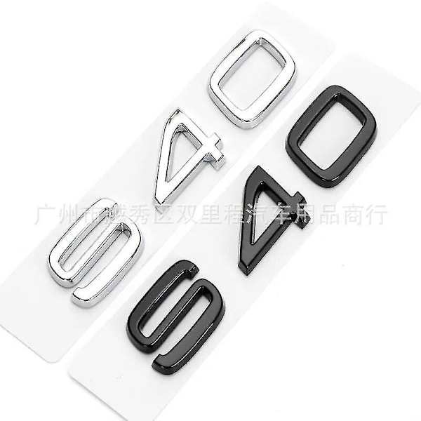 3d svarta bilkoffertbokstäver för Volvo C30 V40 V50 V60 V90 S40 S60 S80 S90 Xc40 Xc60 Xc90 Emblem Logotyp Badge Sticker Tillbehör V50 Chrome