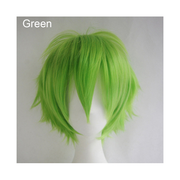 Män Kvinnor Flerfärgad kort rakt hårstrå Hel peruk för Anime Party Cosplay - Grön