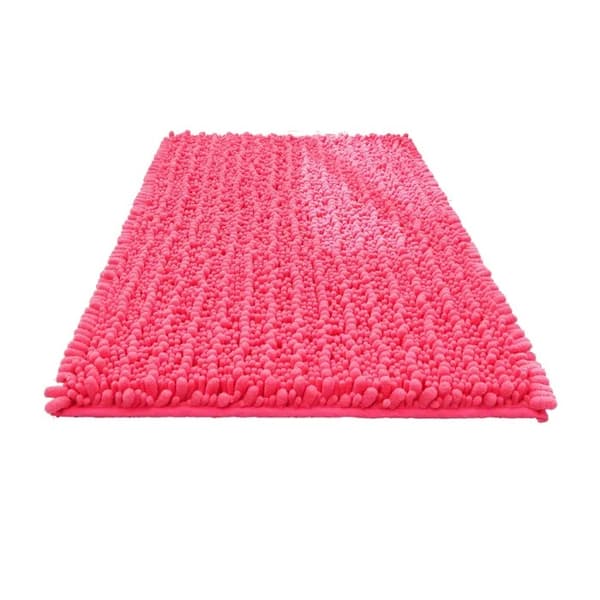 Blød Chenille Bademåtte 40x60cm, Skridsikker, Pink, til Badeværelse Køkken