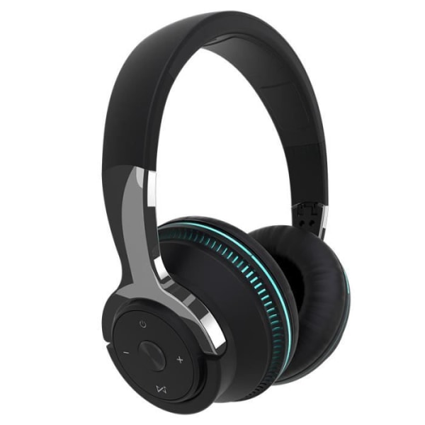 Trådlösa Bluetooth 5.1 hörlurar, färg LED-lampor, hopfällbara over-ear hörlurar, -svart