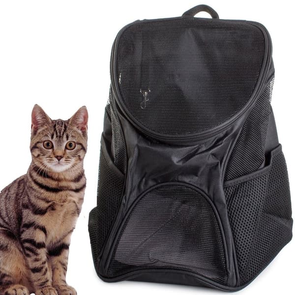 Kæledyrsrygsæk til katte og hunde, sort, nylon, justerbare stropper, rejse Black