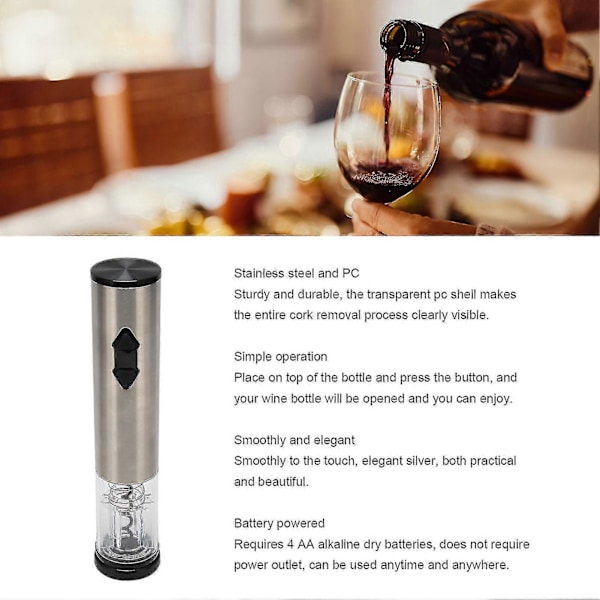 Elektrisk vinåpner Automatisk vinflaskeåpner med korketrekker LED-lys for fest camping