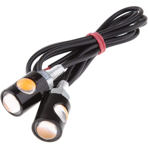 Mini ravfarvede motorcykelblinklys, 12 V DC, pakke med 2