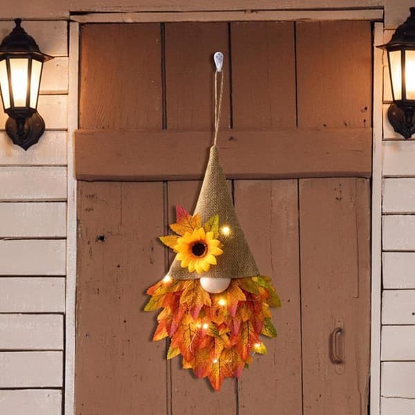 Høstkrans til inngangsdøren for innhøsting, Thanksgiving, Halloween og hybeldekorasjon