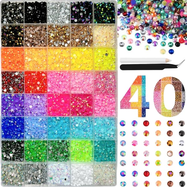 AB Candy Colour Flat Back Resin negleædelstene til DIY tøj, negle- og øjendekoration 48 Grid Box A+Tools