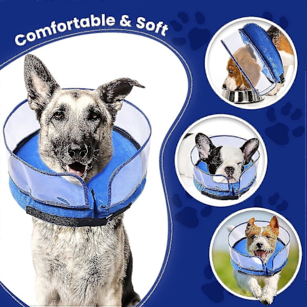 Hundkrage, Uppblåsbar Hundkrage Efter Operation För Små Mellanstora Stora Hundar, Mjuka Kragar Med Förbättrad Anti-slick-Bra Blue XL