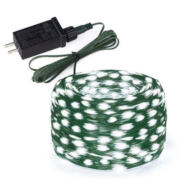Utendørs og innendørs julelyslenke, 33 meter 300LED, varmhvit, glitrende, 8 moduser, vanntett-30M White Warm