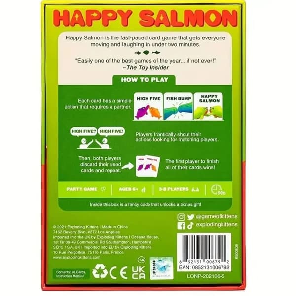 Lautapeli Happy Salmon Perhejuhlapeli Kortit (Englanninkielinen versio)
