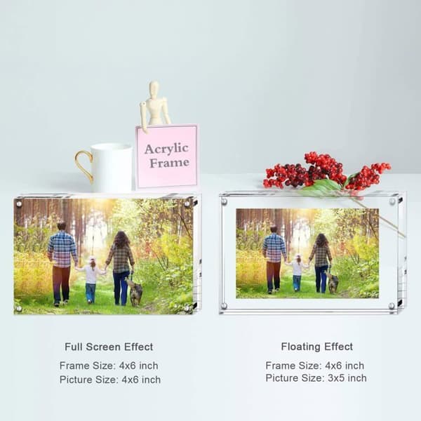 4 x 6 tommer klar magnetisk rammeløs akryl fotoblok