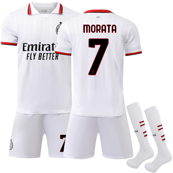 2425 AC Milan Borta Vit Morata Fotbollströja med Strumpor 20(110-120cm)