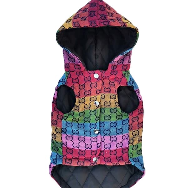 Uldhundevest, farve/brun/pink, bomuldsfrakke til efterår vinter, bamsejakke Multicolor XXL