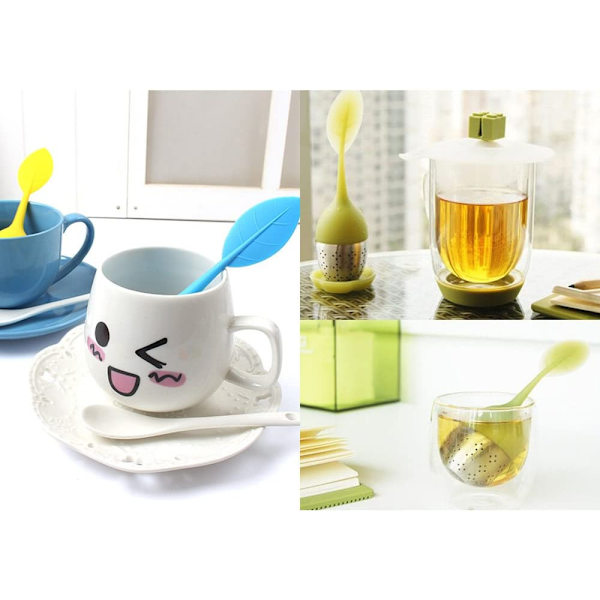 5 Styck Te Infuser Set Silikon Diffuser Te Infuser Rostfritt stål Te Diffuser Te Diffusor med skål och koppmatta 1st