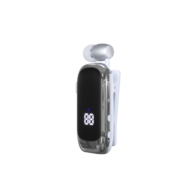 K88 Enkel öronklämma brusreducering Lång batteritid Bluetooth-headset-Dugt White Silver
