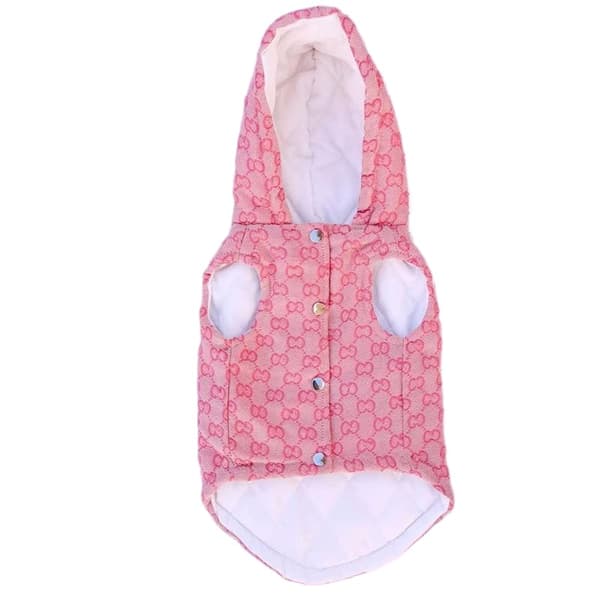 Uldhundevest til små, mellemstore og store hunde, bomuldsfrakke, efterår vinter, brun pink Pink L