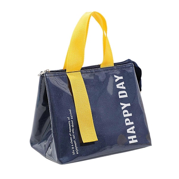 Vattentät Förtjockad Isolerad Lunchväska Enkel Enfärgad Matlådeväska Navy Blue