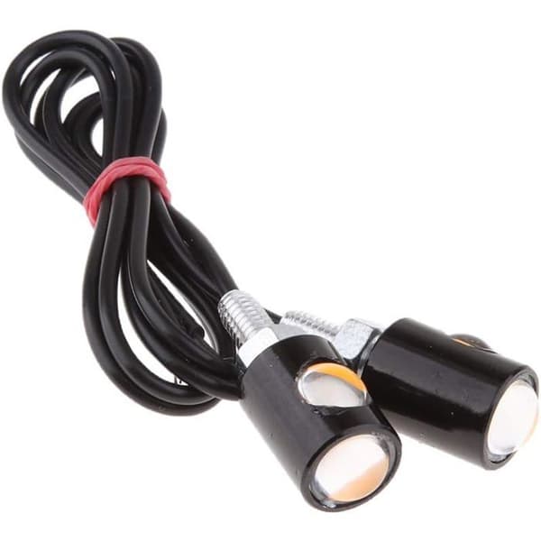 Mini ravfarvede motorcykelblinklys, 12 V DC, pakke med 2