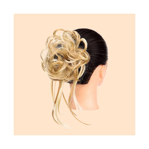 Peruker stökig effekt fluffigt hår Andas Chignon stökigt Scrunchie elastisk hårbulle för fest - ljusbrun