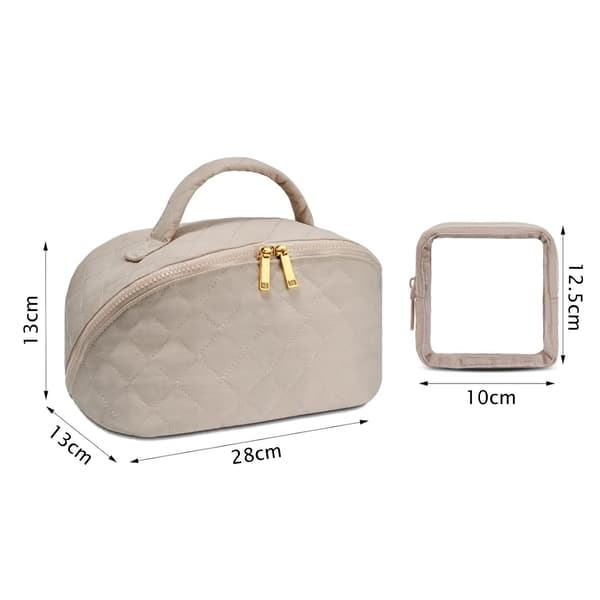 Handhållen sminkborste- och necessär med stor kapacitet Khaki 28x13x13cm
