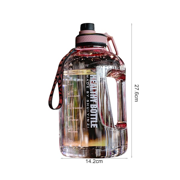 2200ml vattenflaska Läcksäker hälsosam PP mode dricksvattenkanna för kontorsrosa
