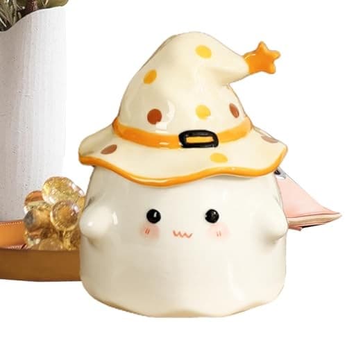Halloween Spökmugg, Gul Keramik 350ml Läskig Kopp