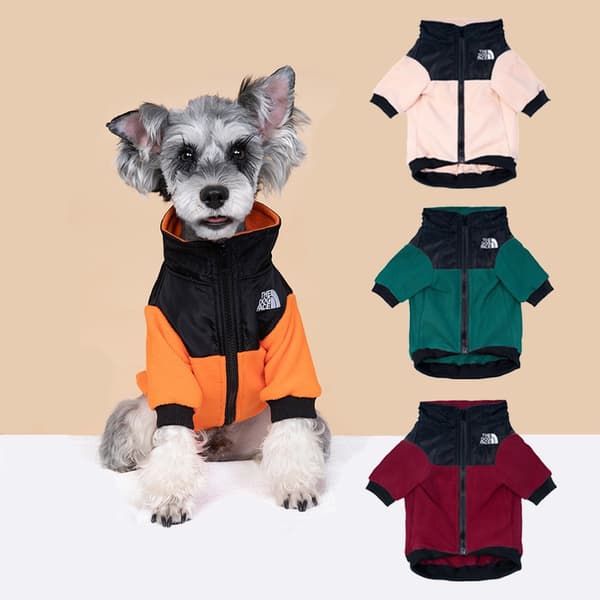 Fleece hundejakke, tobeint, rød, varme vinterklær til små og mellomstore hunder Red S