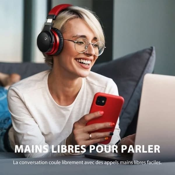 E7 BASIC C Rød aktiv støjreducerende headset bluetoote trådløst headset