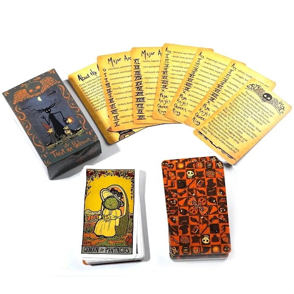 Tarot Of The Unknown 78 Tarot -pakka Alkuperäiset tarot-kortit aloittelijoille, englanninkieliset ennustavat tarot-kortit ja Halloween-juhlapeli