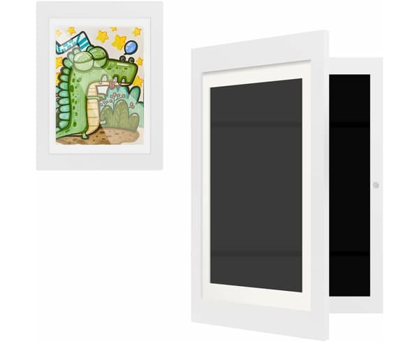 11,8x8,3in 2PCS barnkonstramar,barnkonstverksprojektramar Utbytbara barnkonstverksramar Frontöppning Art Displayram -Vit