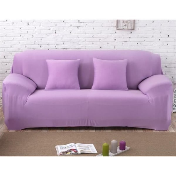 Enfärgad stretchig soffa och fåtölj Cover för vardagsrum (190-230 cm) 1 st ljuslila