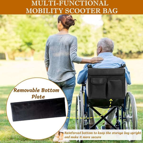 Stor rullestolveske for rullator og rullestol Black Hanging Storage Bag