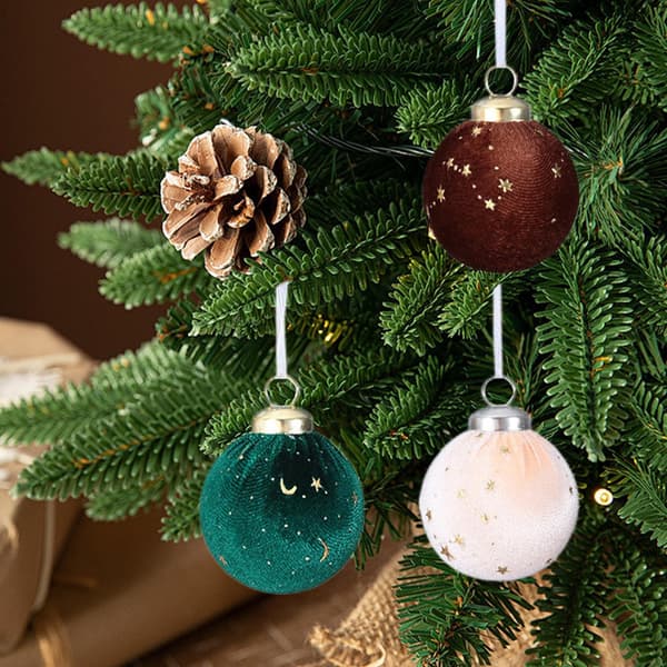 Julgranspynt i sammet, 12-pack krosssäkra julgranskulor, för inomhus- och utomhusbruk A