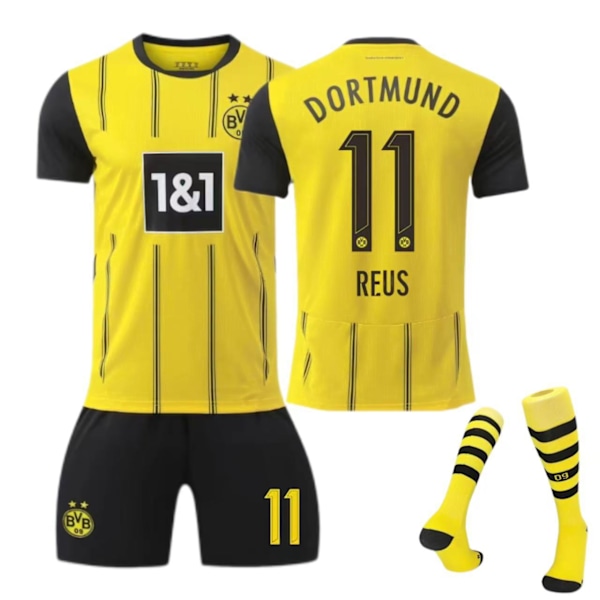 24-25 Dortmund hemmatröja nr 9 Allais 10 Sancho 11 Reus barnvuxen kostym - fotbollströja - nr 11 med strumpor 20(110-120cm)