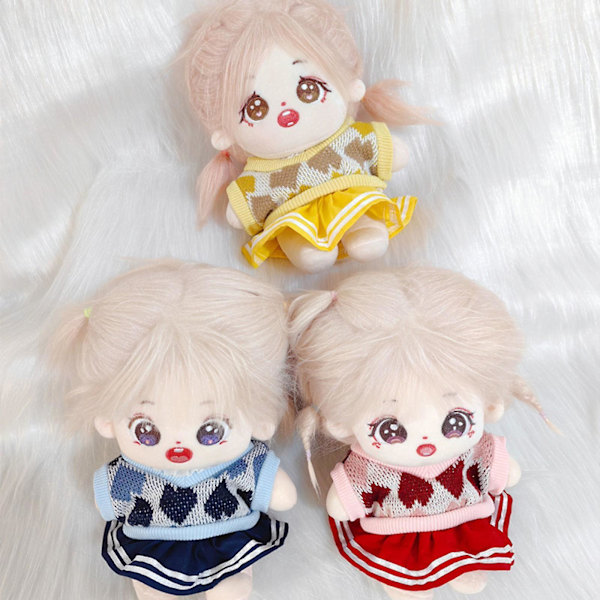 2x 20cm Dockkläder Set Bekväma Mjuka för Flickor Dockor Hänge Docka Dockor Rosa röd Blue For 20cm Dolls