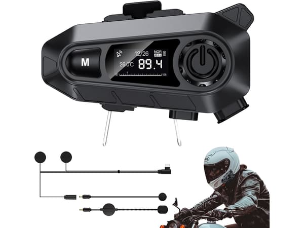Smart display Bluetooth hjelmheadset med støjreduktion, sort black