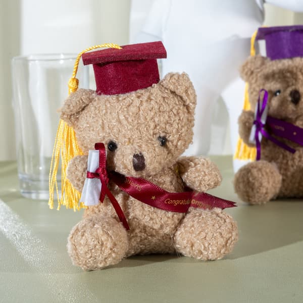 Bamse med studentlue Burgundy Plastic Eco Eyes