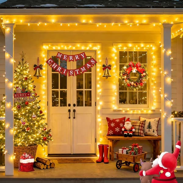 2-pakning batteridrevne julelyslenker, 10 meter 100 LED, 8 moduser, vanntett, utendørsdekor White warm