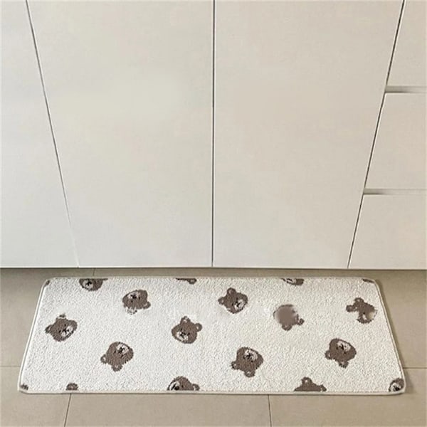 Badeværelsesdørmåtte PVC Miljøvenlig Firkantet Skridsikker Blød Køkkengulvmåtte til Hjemmet Lille Bjørn 50x80cm/19.7x31.5in