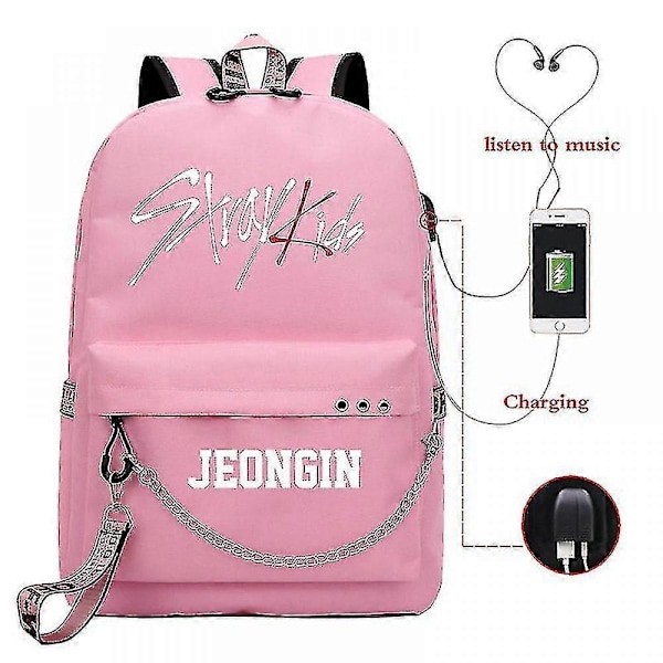 Stray Kids USB-reppu, korealainen tyyli, Felix-kirjalaukku, takaisin kouluun, pojat, tytöt, fanilahjakassi, Mochila 18