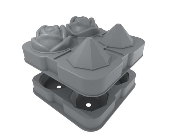 Unik Ice Ball Maker Silicone 4 Cavity Delicious Drink - Grå